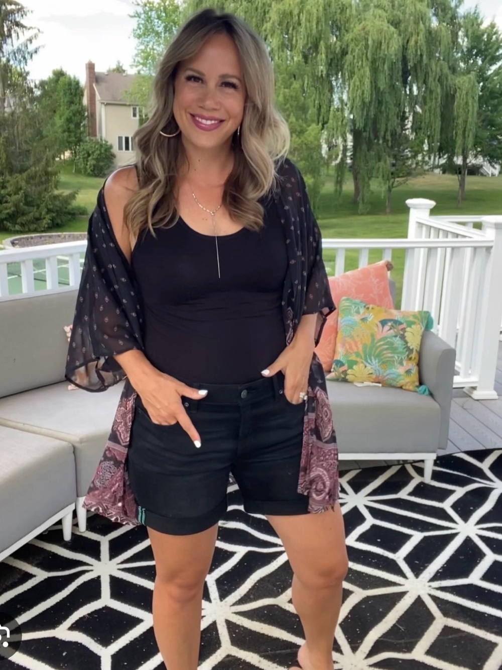 Lularoe boyfriend denim Bermuda shorts black gray size 30 zip up 8 10